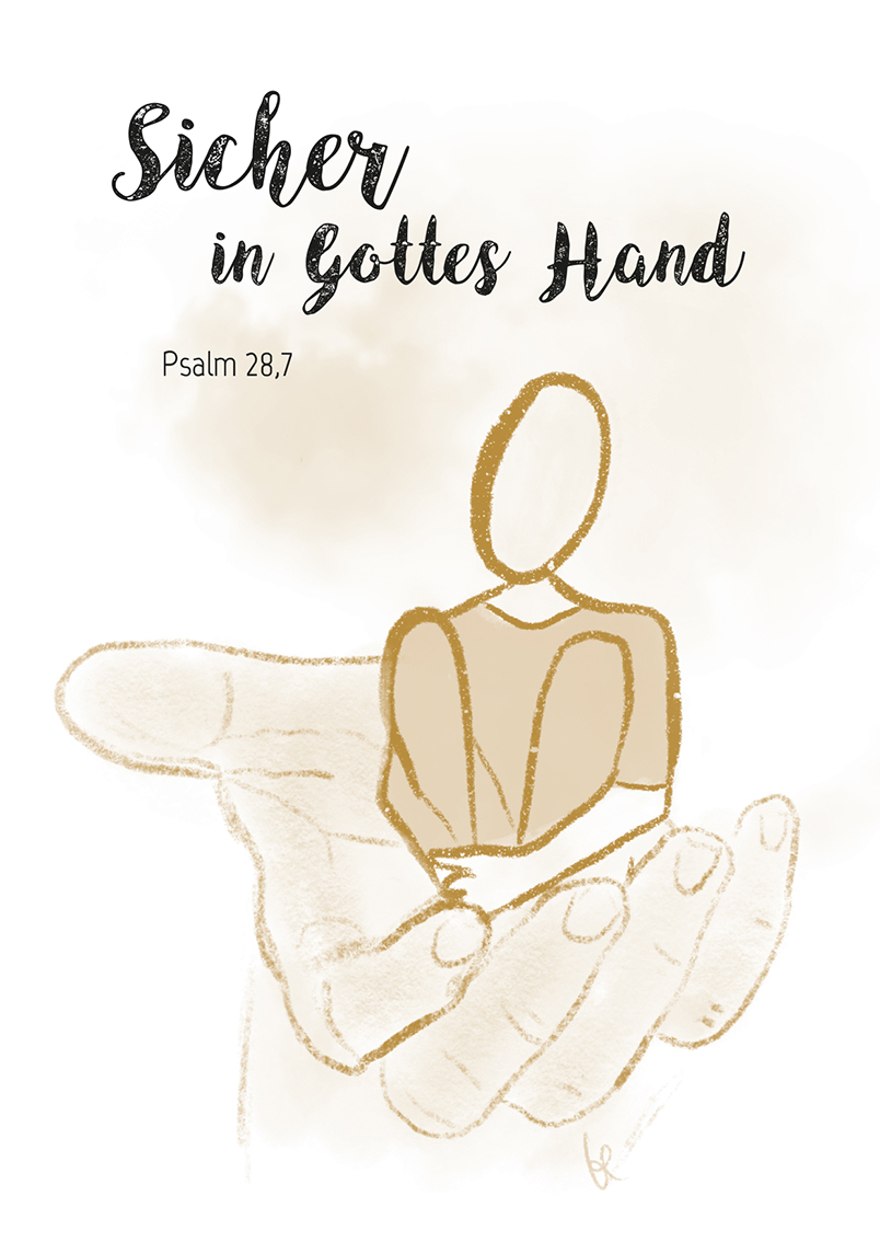 »Sicher in Gottes Hand« Postkarte braun
