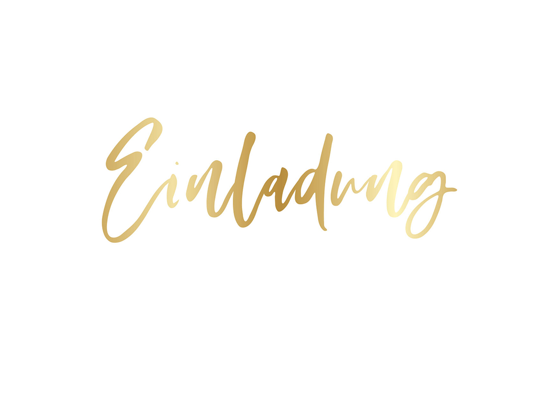 »Einladung« Postkarte gold