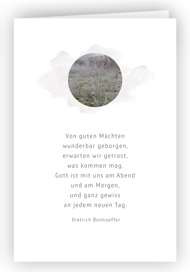 »Zitat D. Bonhoeffer: Von guten Mächten wunderbar geborgen« Trauerkarte