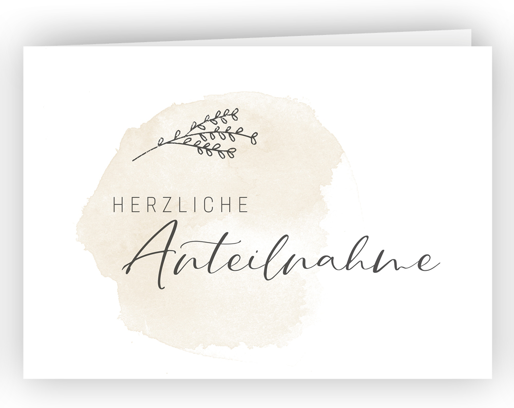 I »Herzliche Anteilnahme« Klecks+Zweig Trauerkarte