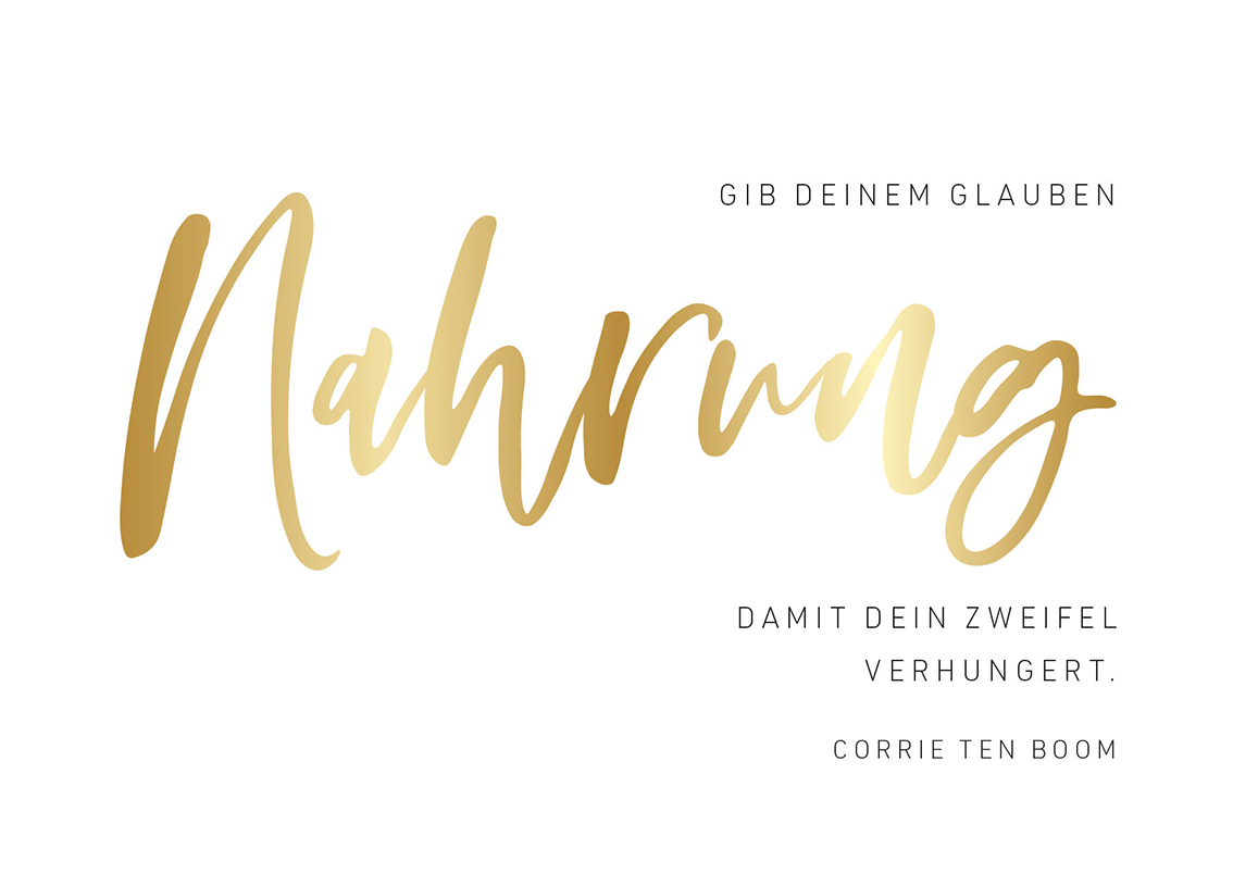 »Nahrung« Zitat Postkarte gold