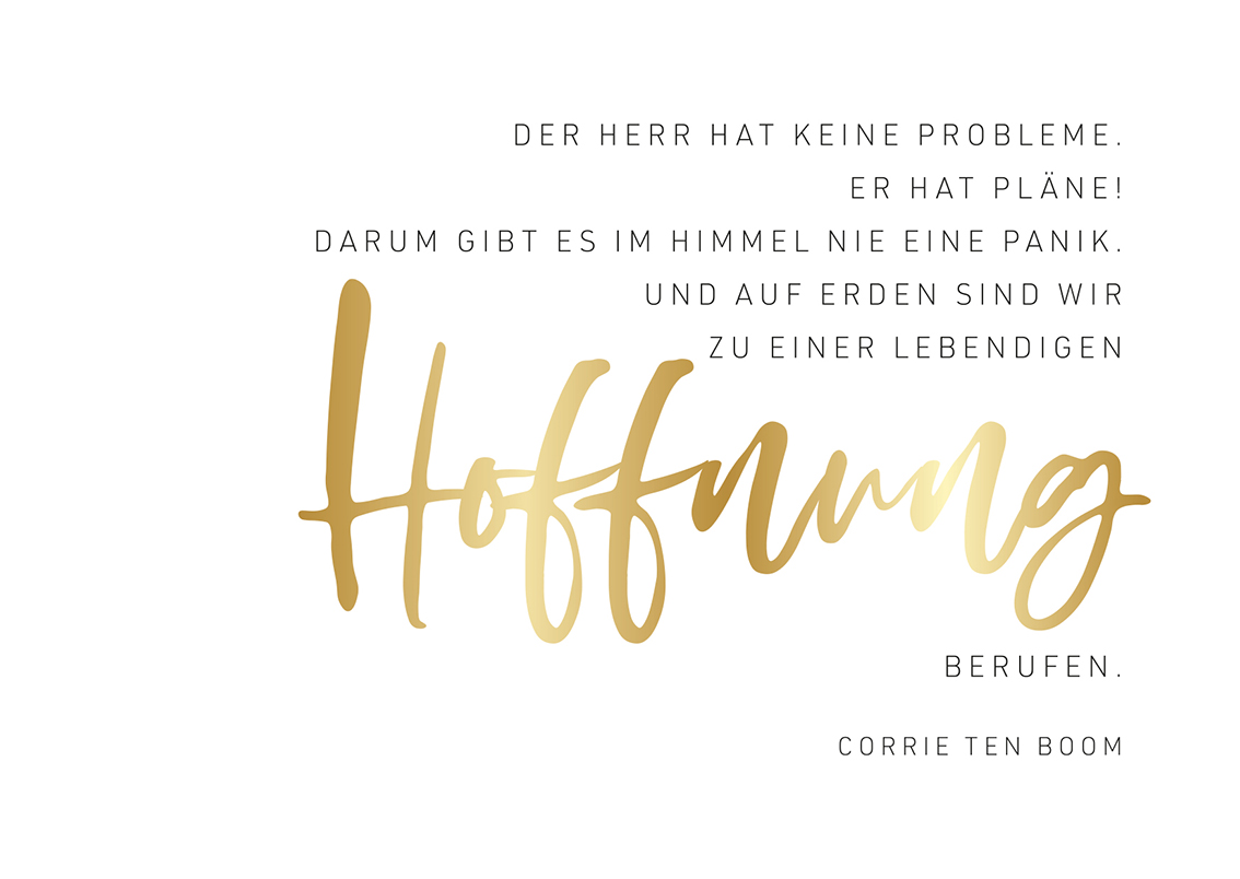 »Hoffnung« Zitat Postkarte gold